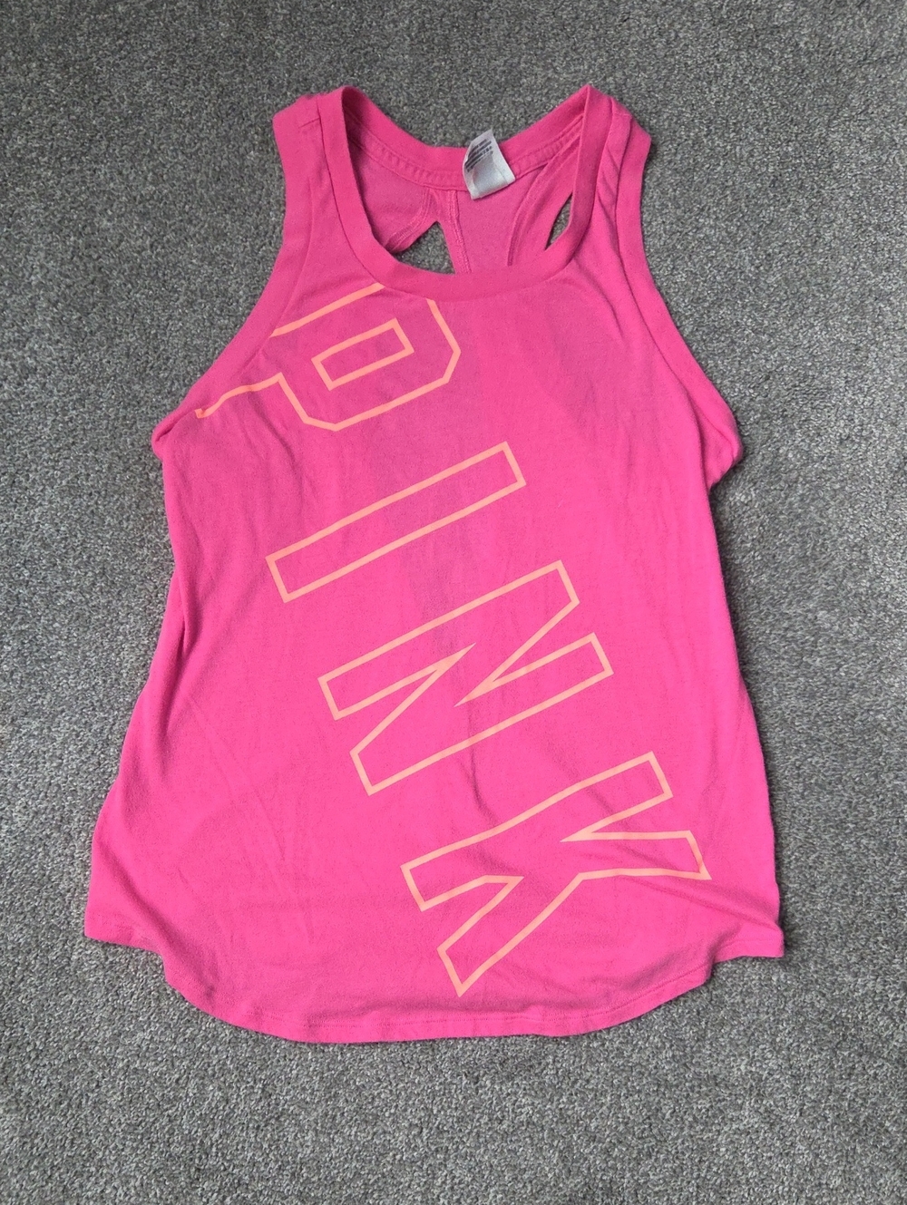 PINK Victoria's Secret Neon Pink Racerback Logo Tank